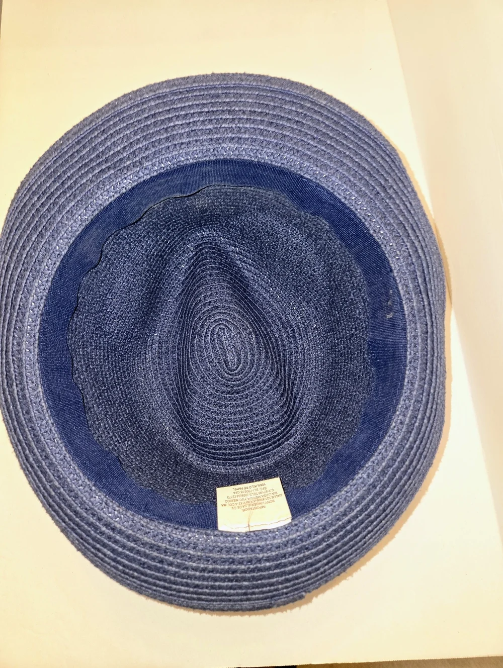 Navy Woven Fedora with Brown Band